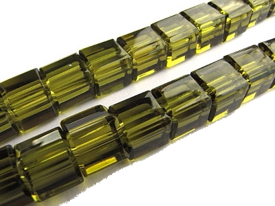 Glaswrfel, Facettenwrfel, ca. 10mm, oliv